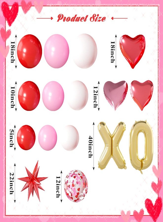 KMCCUMBER Valentines Day Balloon Set, 145Pcs Red Pink White Gold Valentines Balloons with Love Heart Foil Balloons for Valentines Day Decoration Party Supplies - Image 3